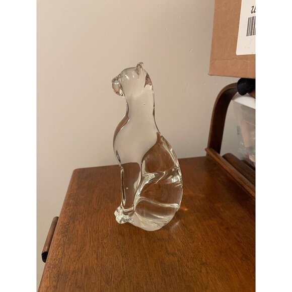 Vintage Clear Glass Cat Figure Egyptian Style 6 Inch Collection - Picture 3 of 8